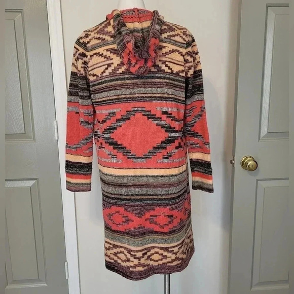 Altar’d State Cotton Blend Open Front Hooded Aztec Cardigan(M) - Picture 3 of 8
